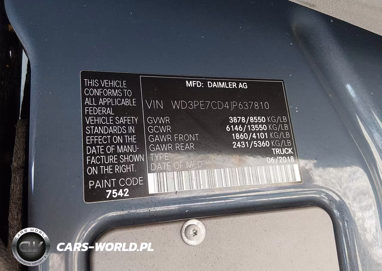 2018 Mercedes-Benz Sprinter 2500 Standard Roof V6 VIN:WD3PE7CD4JP637810 - 9