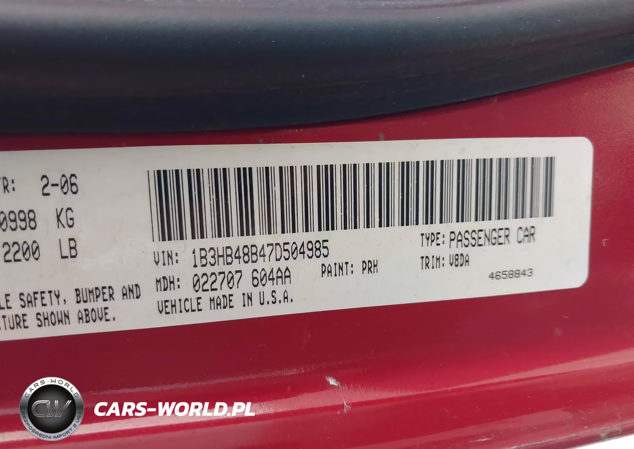 2007 Dodge Caliber Sxt VIN:1B3HB48B47D504985 - 9