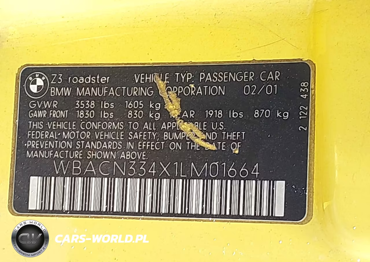 2001 BMW Z3 2.5I VIN:WBACN334X1LM01664 - 9