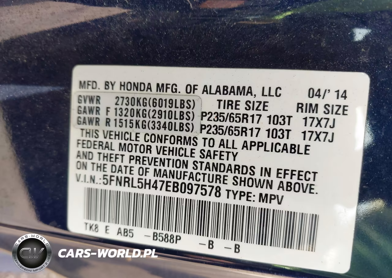 2014 Honda Odyssey Ex VIN:5FNRL5H47EB097578 - 9