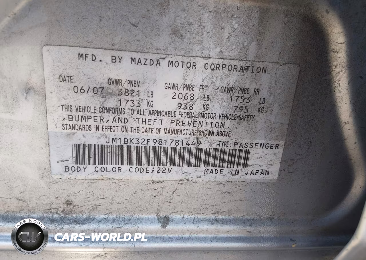 2008 Mazda Mazda3 I VIN:JM1BK32F981781449 - 9