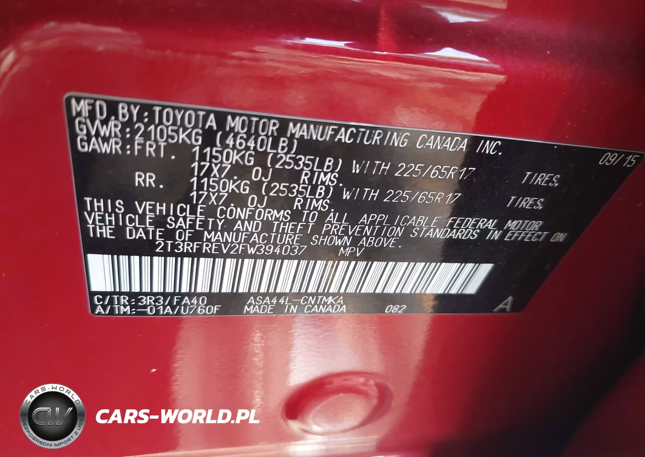 2015 Toyota Rav4 Xle VIN:2T3RFREV2FW394037 - 17