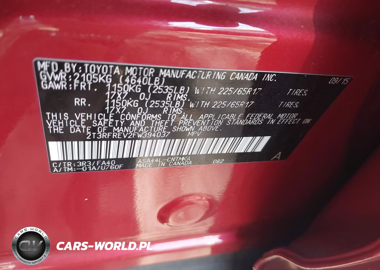 2015 Toyota Rav4 Xle VIN:2T3RFREV2FW394037 - 9