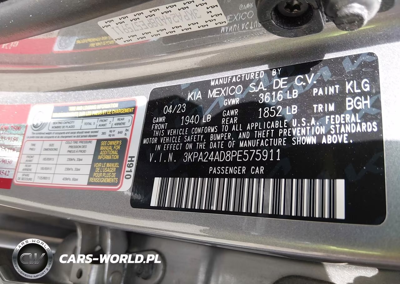 2023 Kia Rio S VIN:3KPA24AD8PE575911 - 9