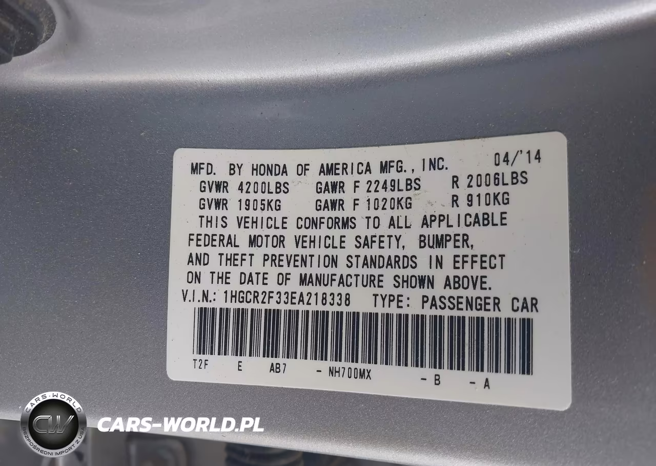 2014 Honda Accord Lx VIN:1HGCR2F33EA218338 - 9