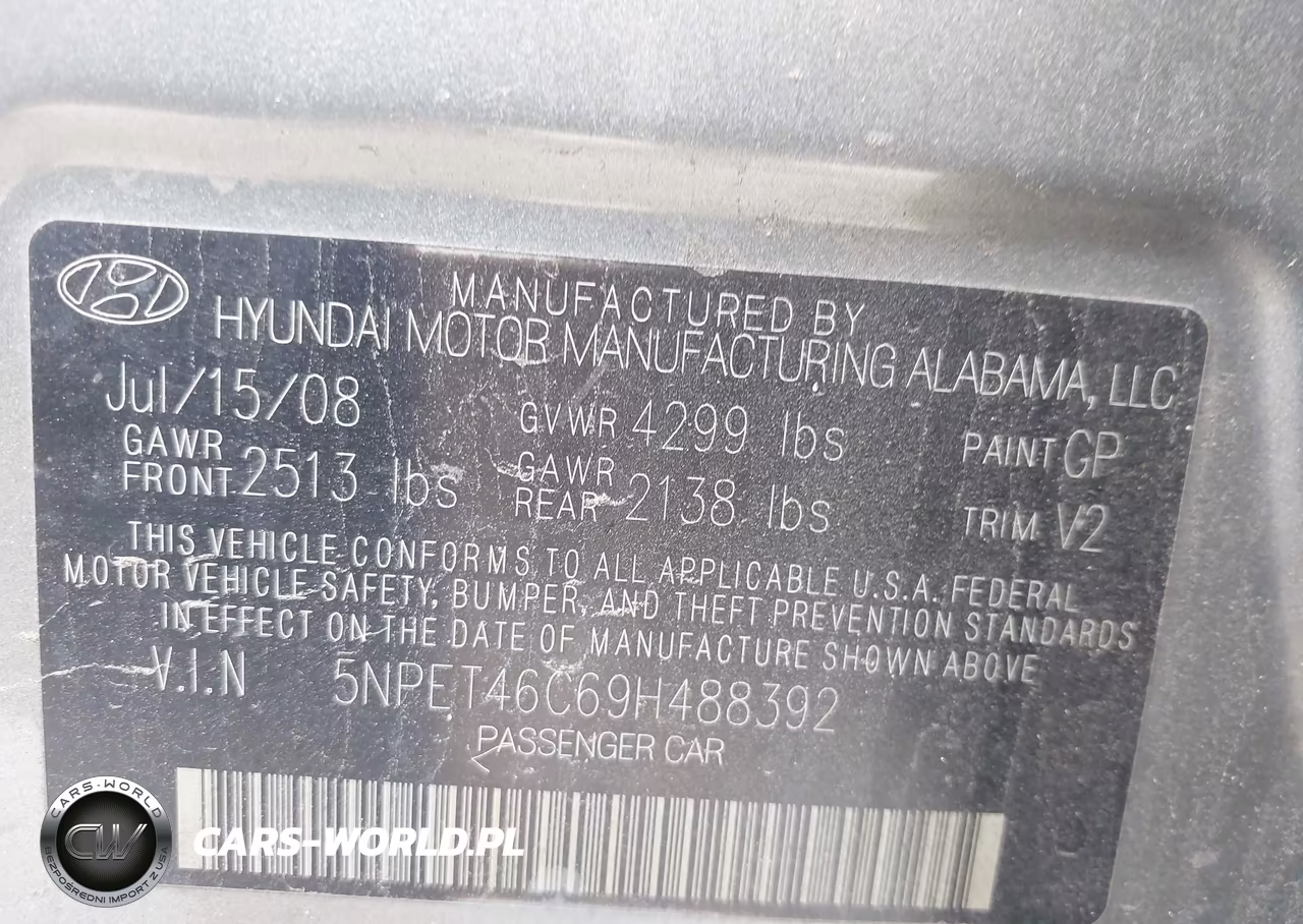 2009 Hyundai Sonata Gls VIN:5NPET46C69H488392 - 9