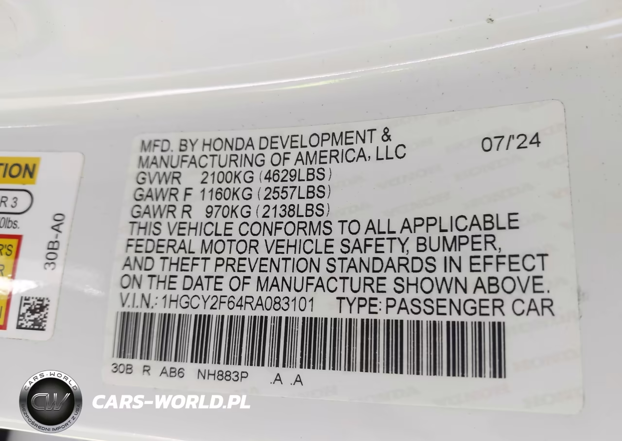 2024 Honda Accord Hybrid Ex-L VIN:1HGCY2F64RA083101 - 9