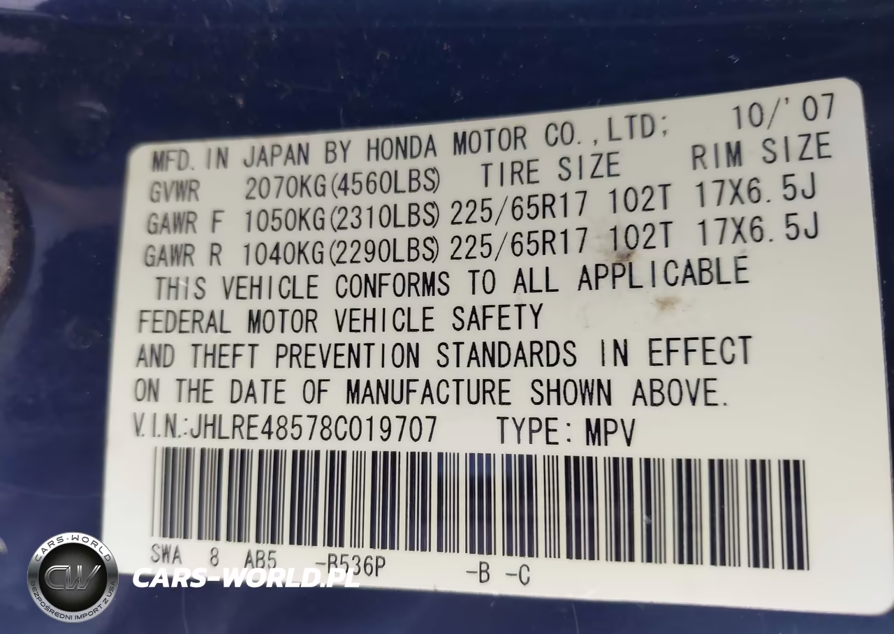 2008 Honda Cr-V Ex VIN:JHLRE48578C019707 - 9