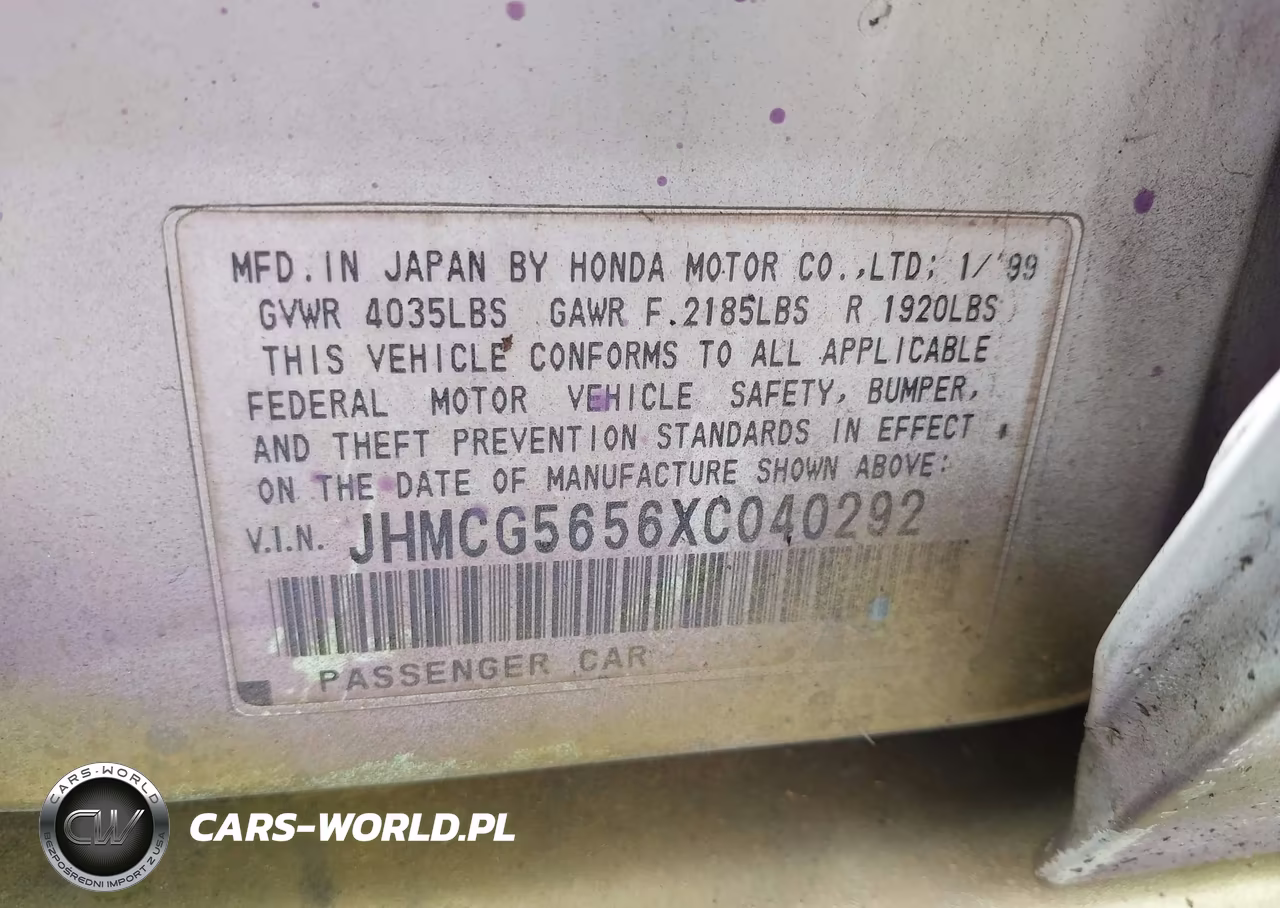 1999 Honda Accord Ex VIN:JHMCG5656XC040292 - 9