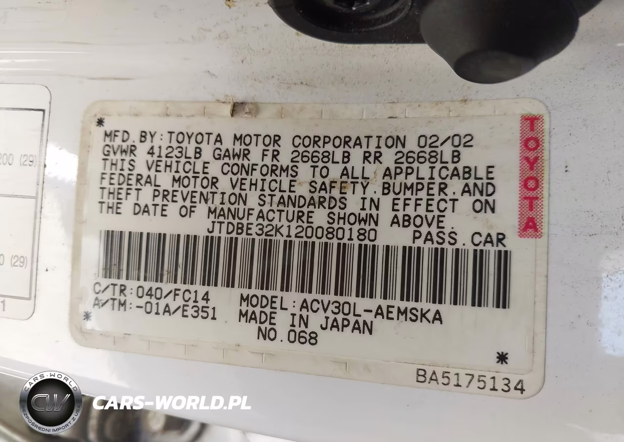 2002 Toyota Camry Se VIN:JTDBE32K120080180 - 9
