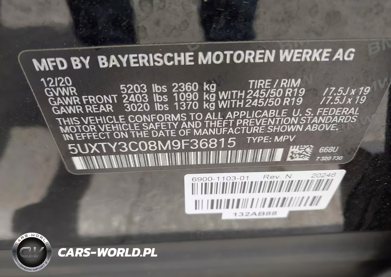 2021 BMW X3 Sdrive30I VIN:5UXTY3C08M9F36815 - 9