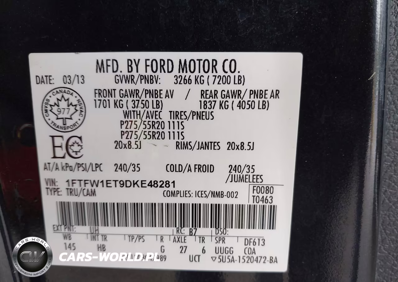 2013 Ford F-150 Lariat VIN:1FTFW1ET9DKE48281 - 9