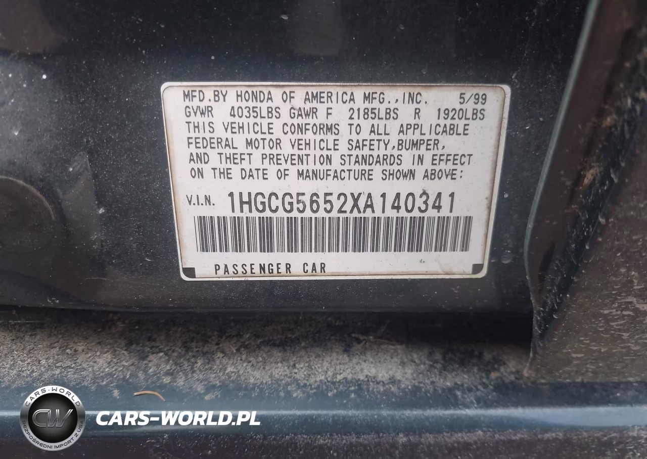 1999 Honda Accord Ex VIN:1HGCG5652XA140341 - 9