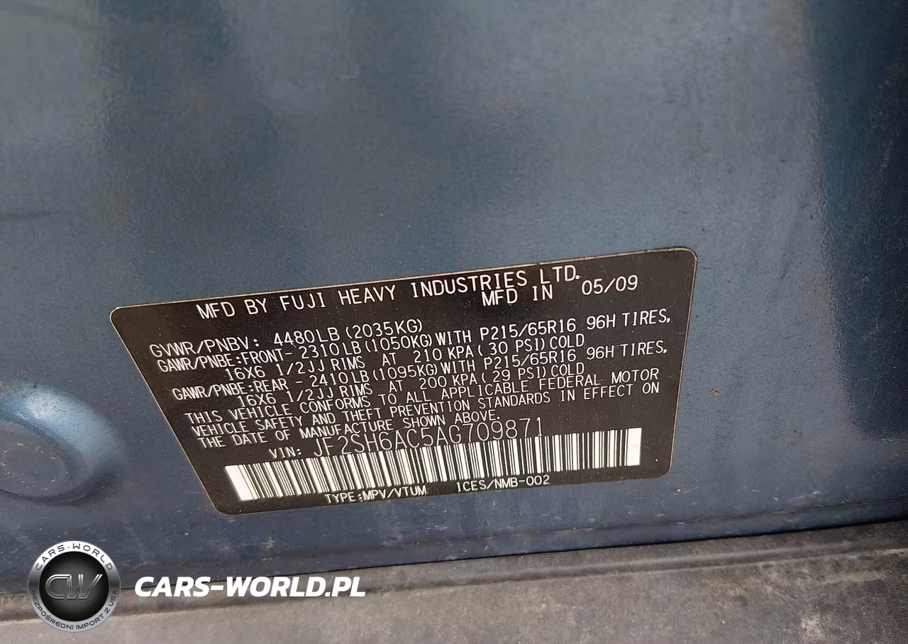 2010 Subaru Forester 2.5X VIN:JF2SH6AC5AG709871 - 9