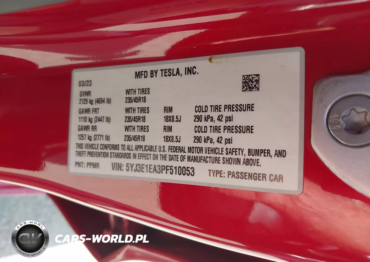 2023 Tesla Model 3 Rear-Wheel Drive VIN:5YJ3E1EA3PF510053 - 9