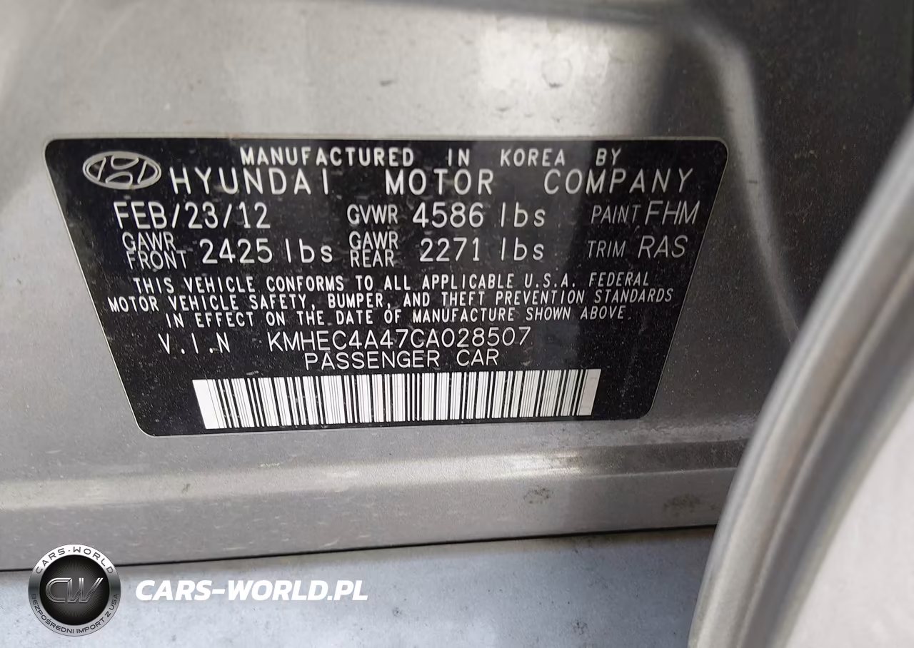 2012 Hyundai Sonata Hybrid VIN:KMHEC4A47CA028507 - 9