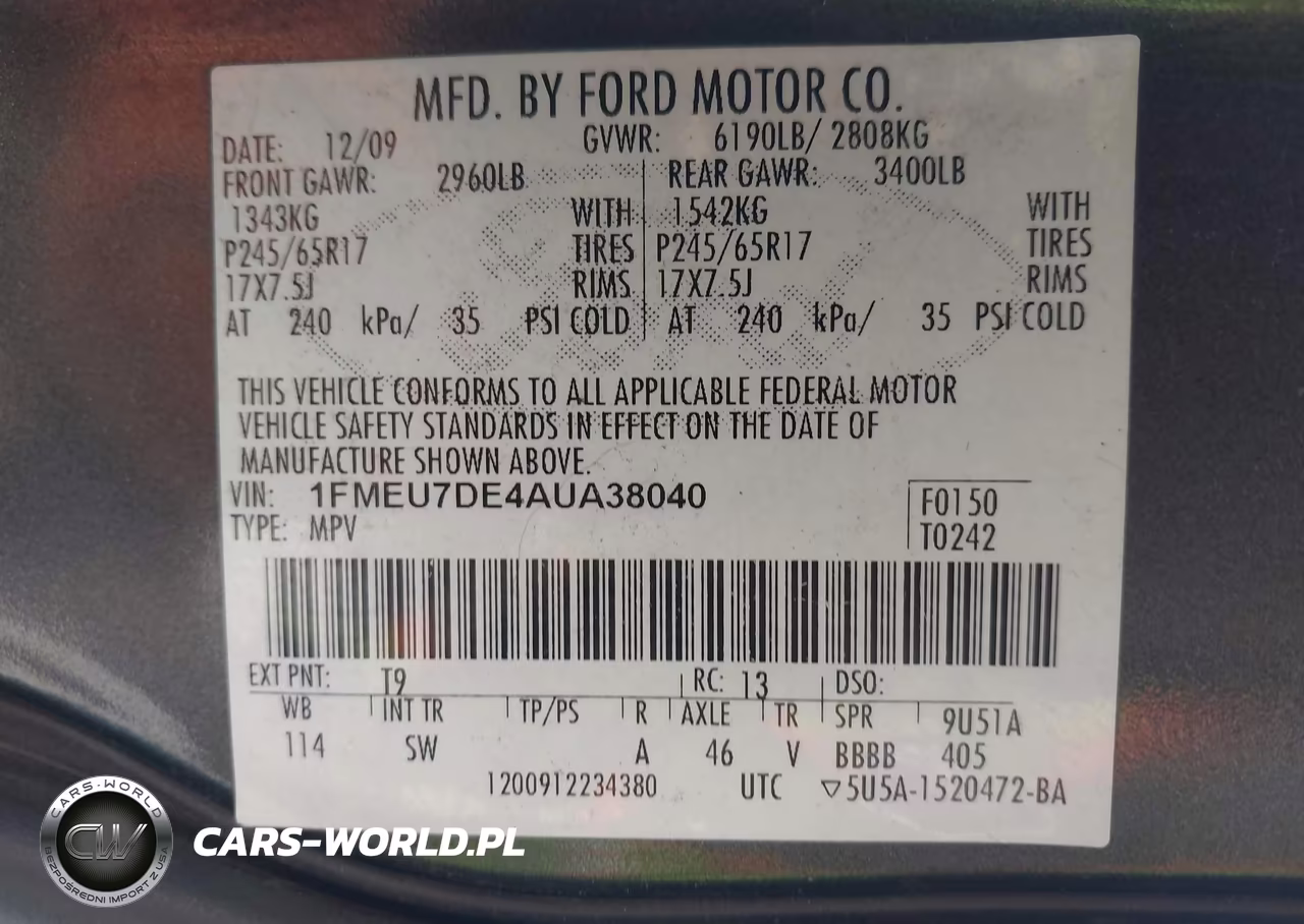 2010 Ford Explorer Xlt VIN:1FMEU7DE4AUA38040 - 9