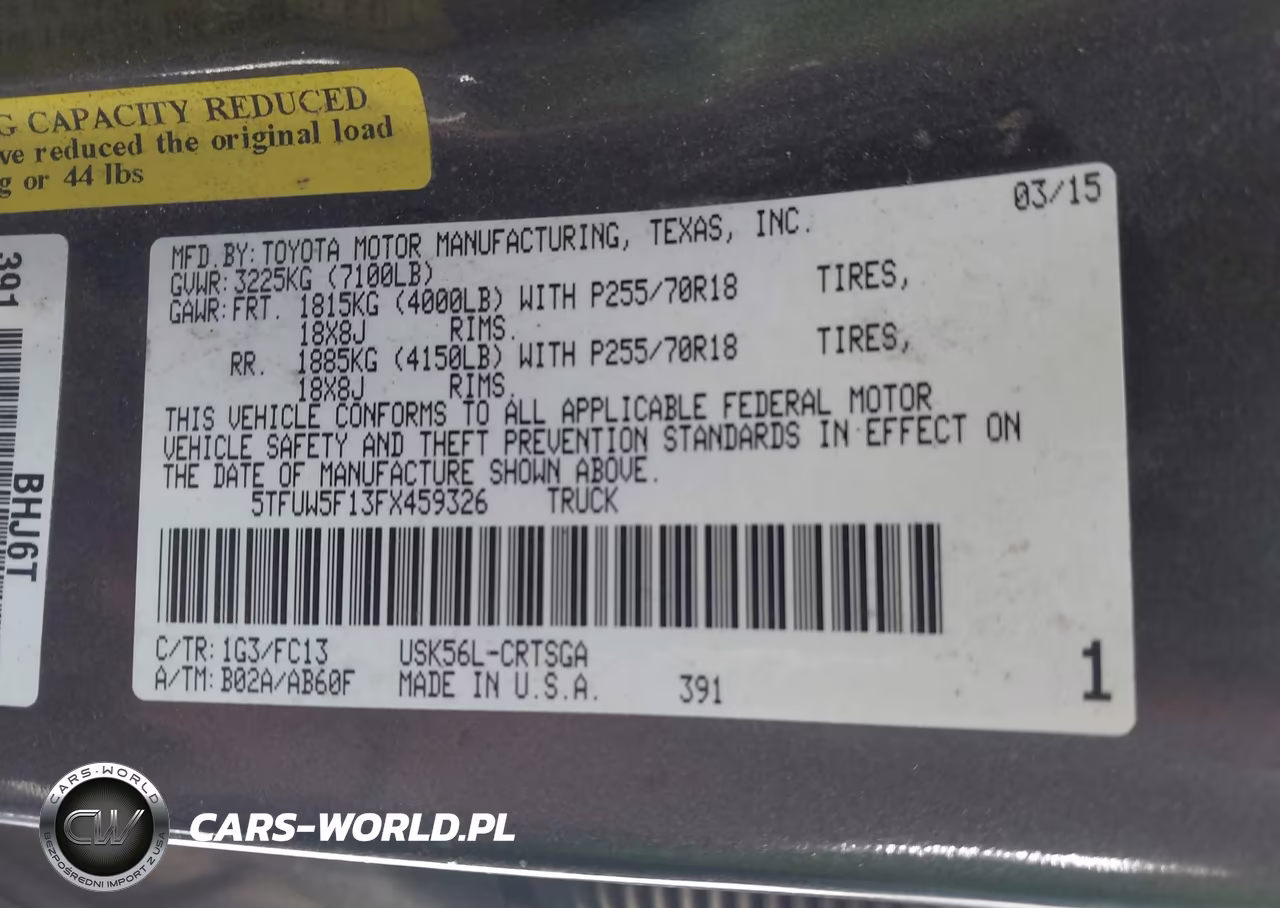 2015 Toyota Tundra Sr5 5.7L V8 VIN:5TFUW5F13FX459326 - 9