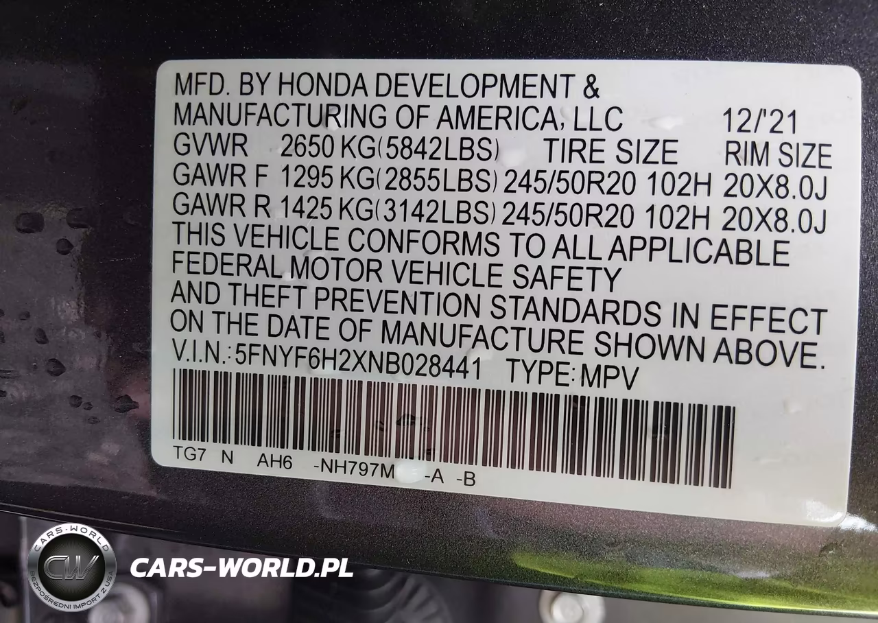 2022 Honda Pilot Awd Special Edition VIN:5FNYF6H2XNB028441 - 9