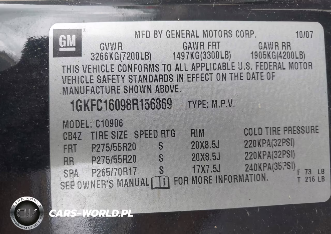 2008 GMC Yukon Xl C1500 VIN:1GKFC16098R156869 - 9