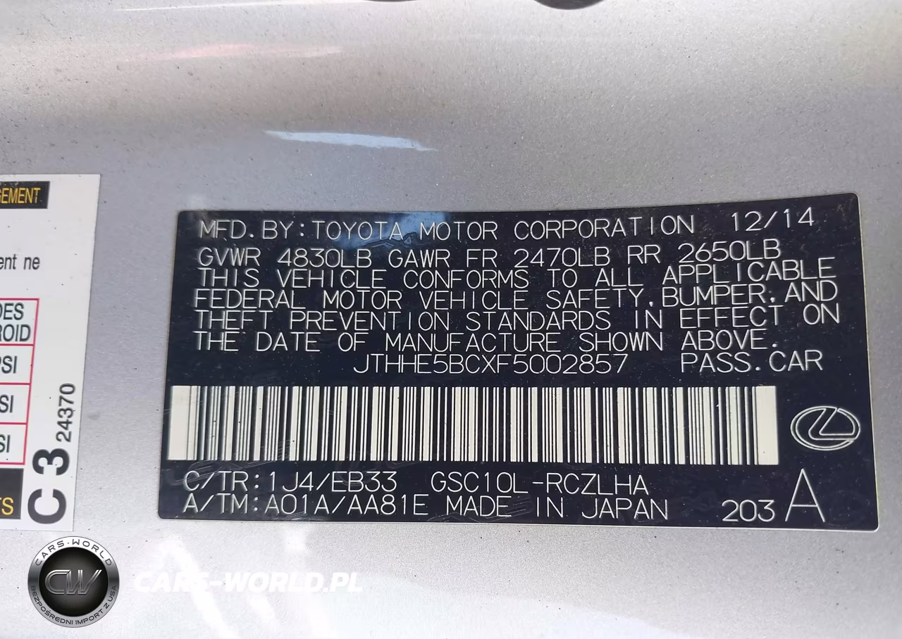 2015 Lexus Rc 350 VIN:JTHHE5BCXF5002857 - 9