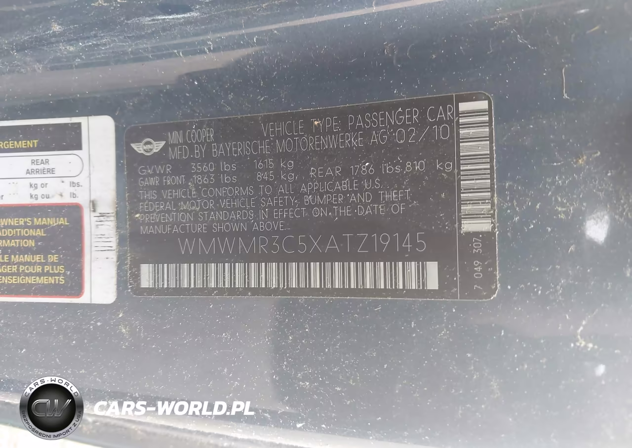 2010 Mini Cooper VIN:WMWMR3C5XATZ19145 - 9