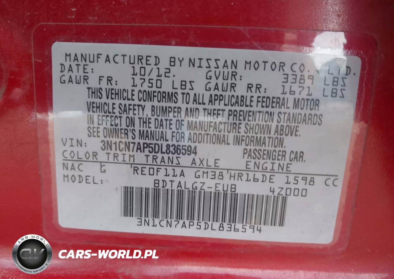 2013 Nissan Versa 1.6 Sl VIN:3N1CN7AP5DL836594 - 9