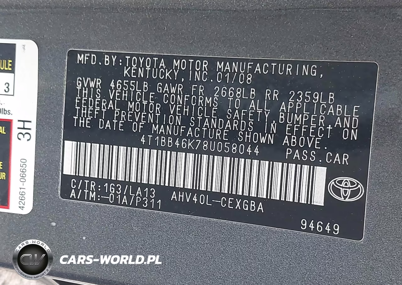 2008 Toyota Camry Hybrid VIN:4T1BB46K78U058044 - 9