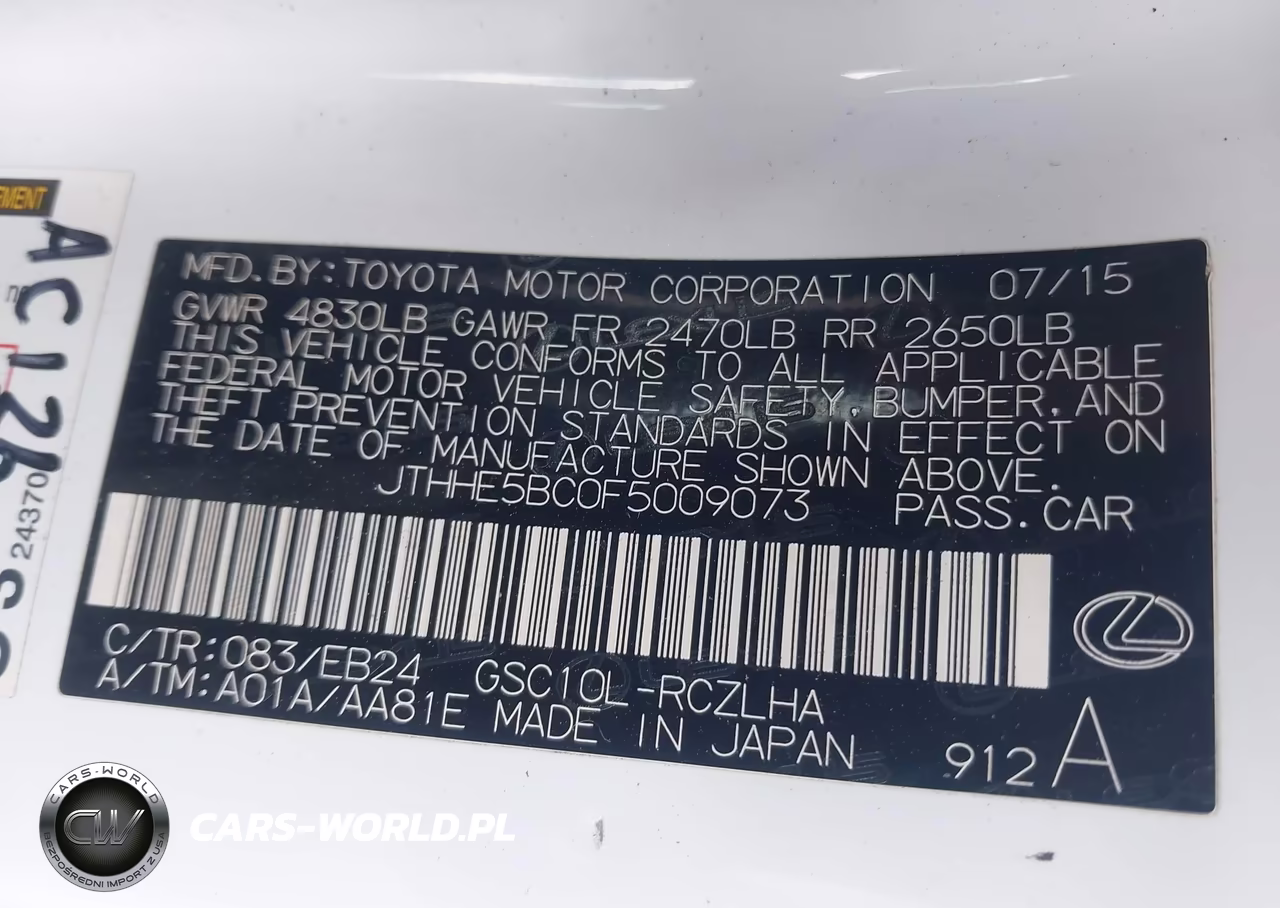 2015 Lexus Rc 350 VIN:JTHHE5BC0F5009073 - 9