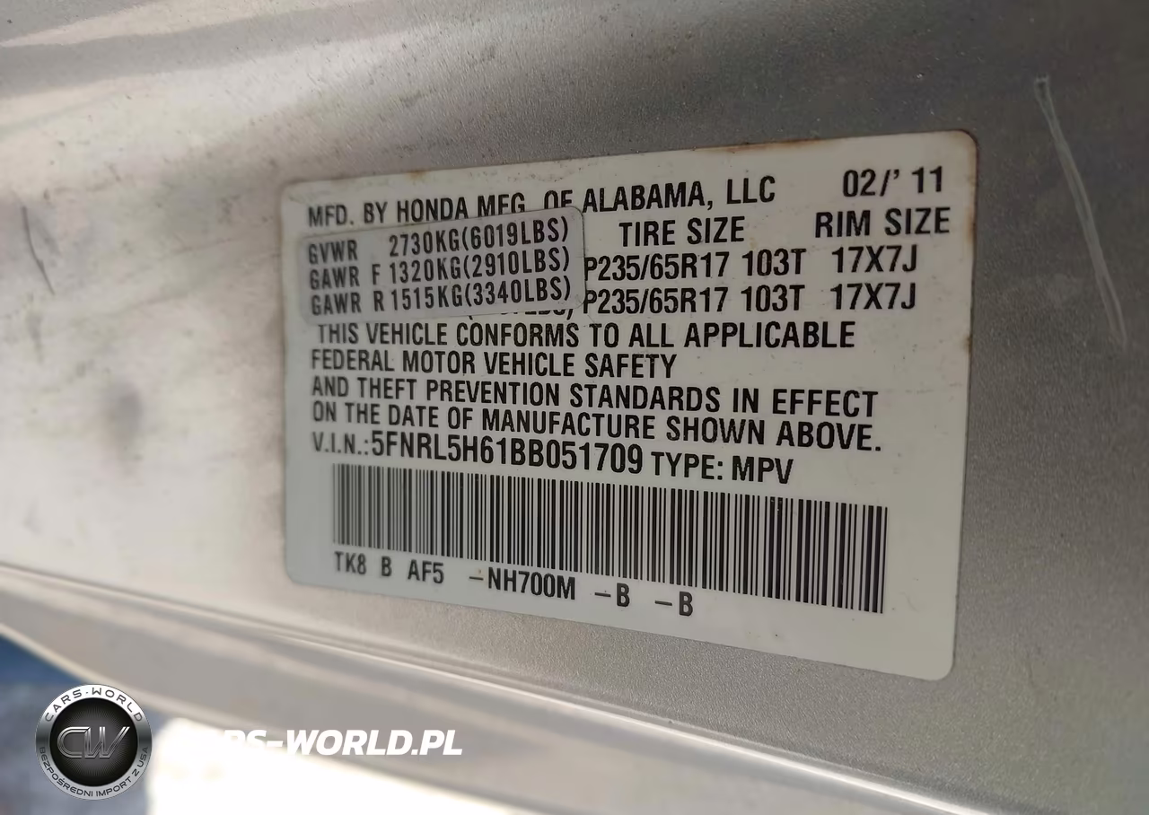 2011 Honda Odyssey Ex-L VIN:5FNRL5H61BB051709 - 9