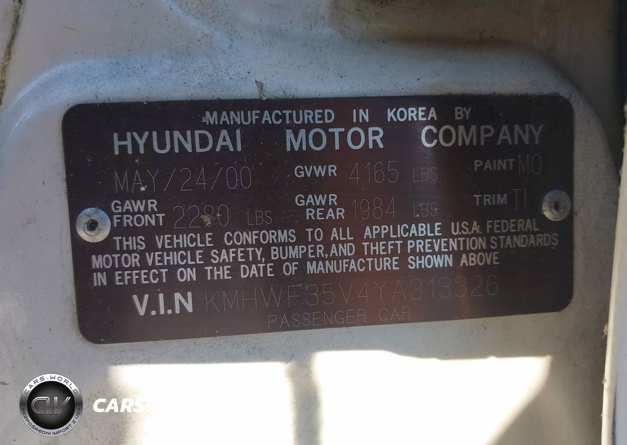 2000 Hyundai Sonata Gls V6 VIN:KMHWF35V4YA313326 - 9