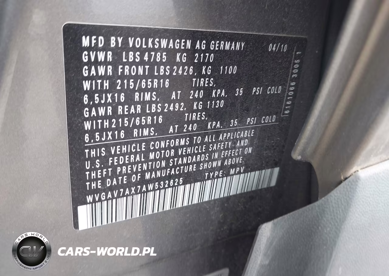 2010 Volkswagen Tiguan S VIN:WVGAV7AX7AW532625 - 9