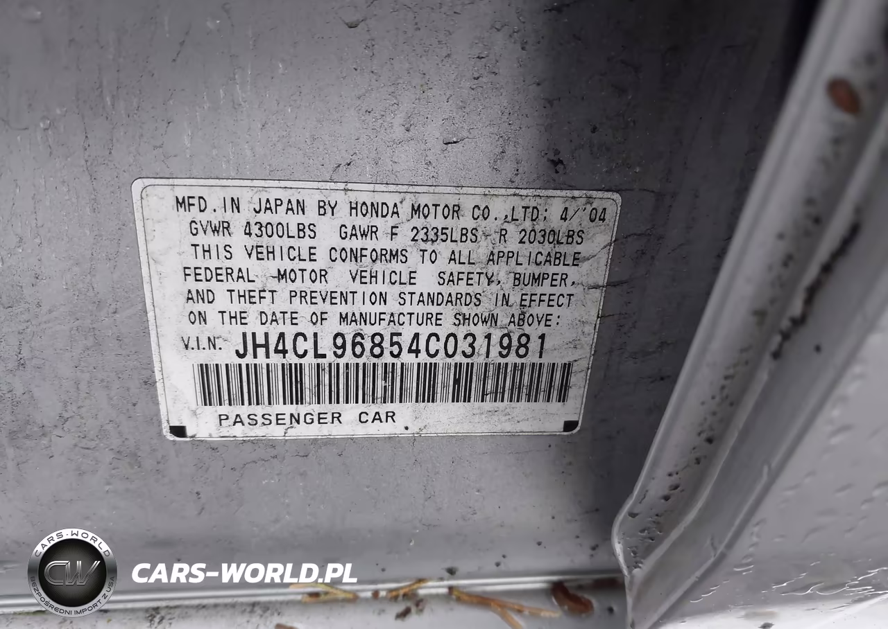 2004 Acura Tsx VIN:JH4CL96854C031981 - 9