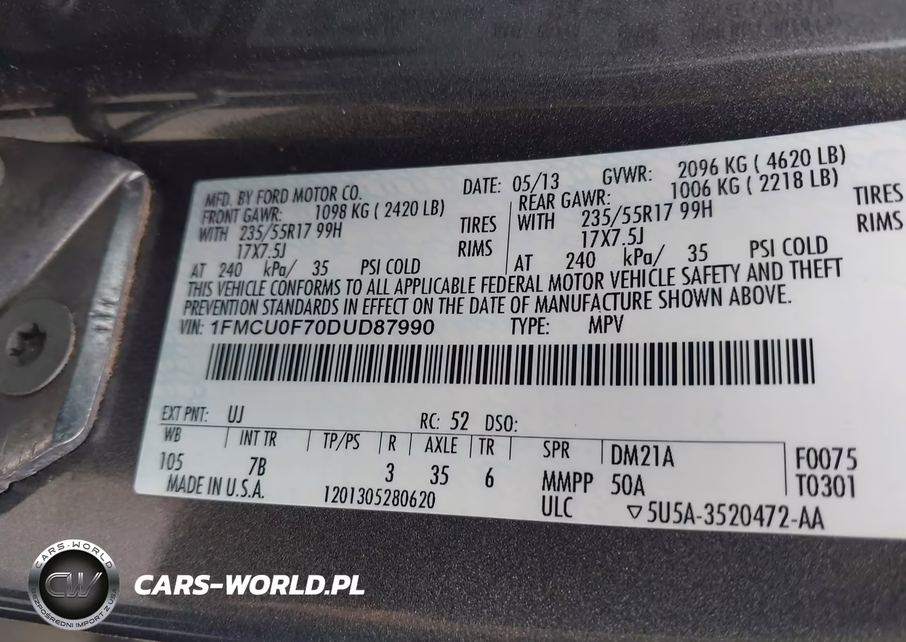 2013 Ford Escape S VIN:1FMCU0F70DUD87990 - 9