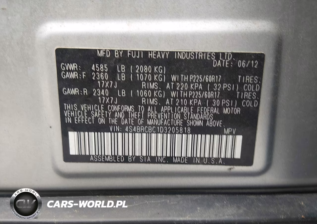 2013 Subaru Outback 2.5I Premium VIN:4S4BRCBC1D3205818 - 9