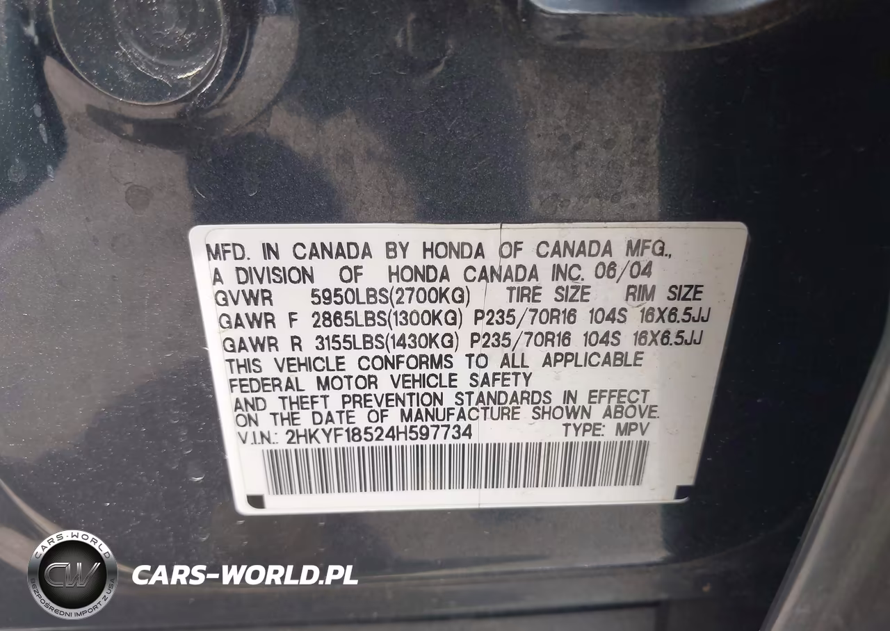 2004 Honda Pilot Ex-L VIN:2HKYF18524H597734 - 9