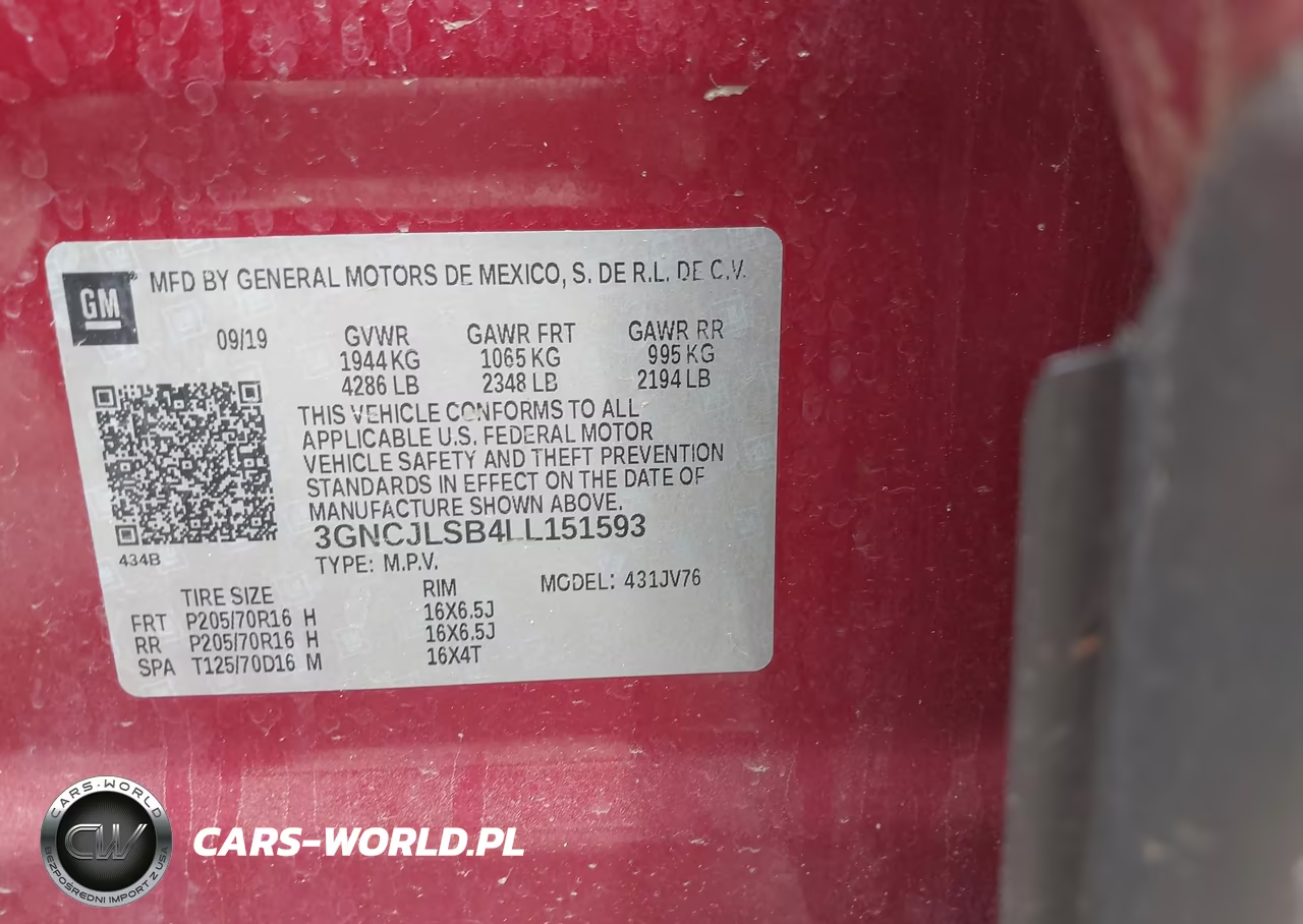 2020 Chevrolet Trax Fwd Lt VIN:3GNCJLSB4LL151593 - 9