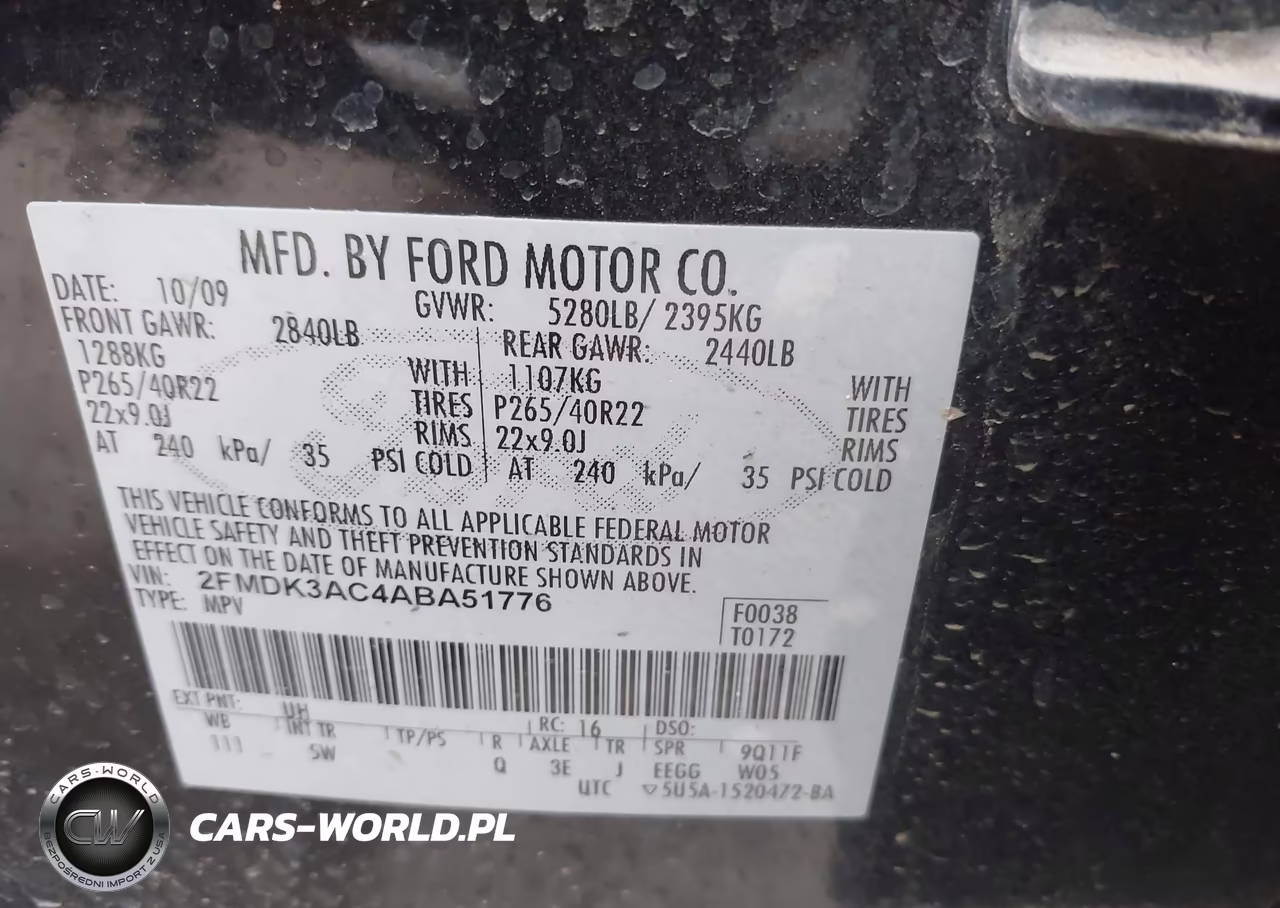 2010 Ford Edge Sport VIN:2FMDK3AC4ABA51776 - 9