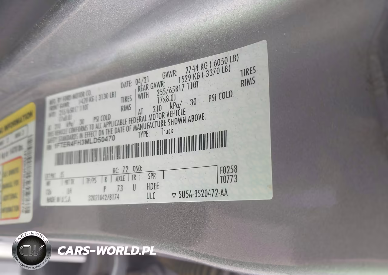 2021 Ford Ranger Xlt VIN:1FTER4FH3MLD50470 - 9