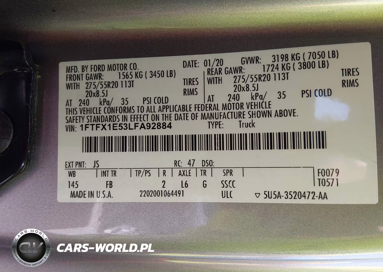 2020 Ford F-150 Xlt VIN:1FTFX1E53LFA92884 - 9