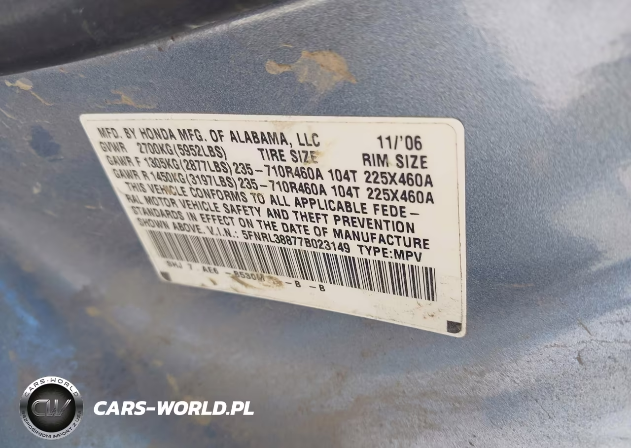 2007 Honda Odyssey Touring VIN:5FNRL38877B023149 - 9