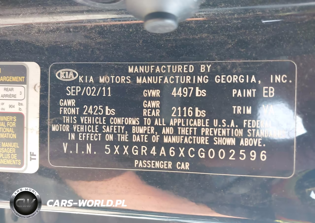 2012 Kia Optima Sx VIN:5XXGR4A6XCG002596 - 9