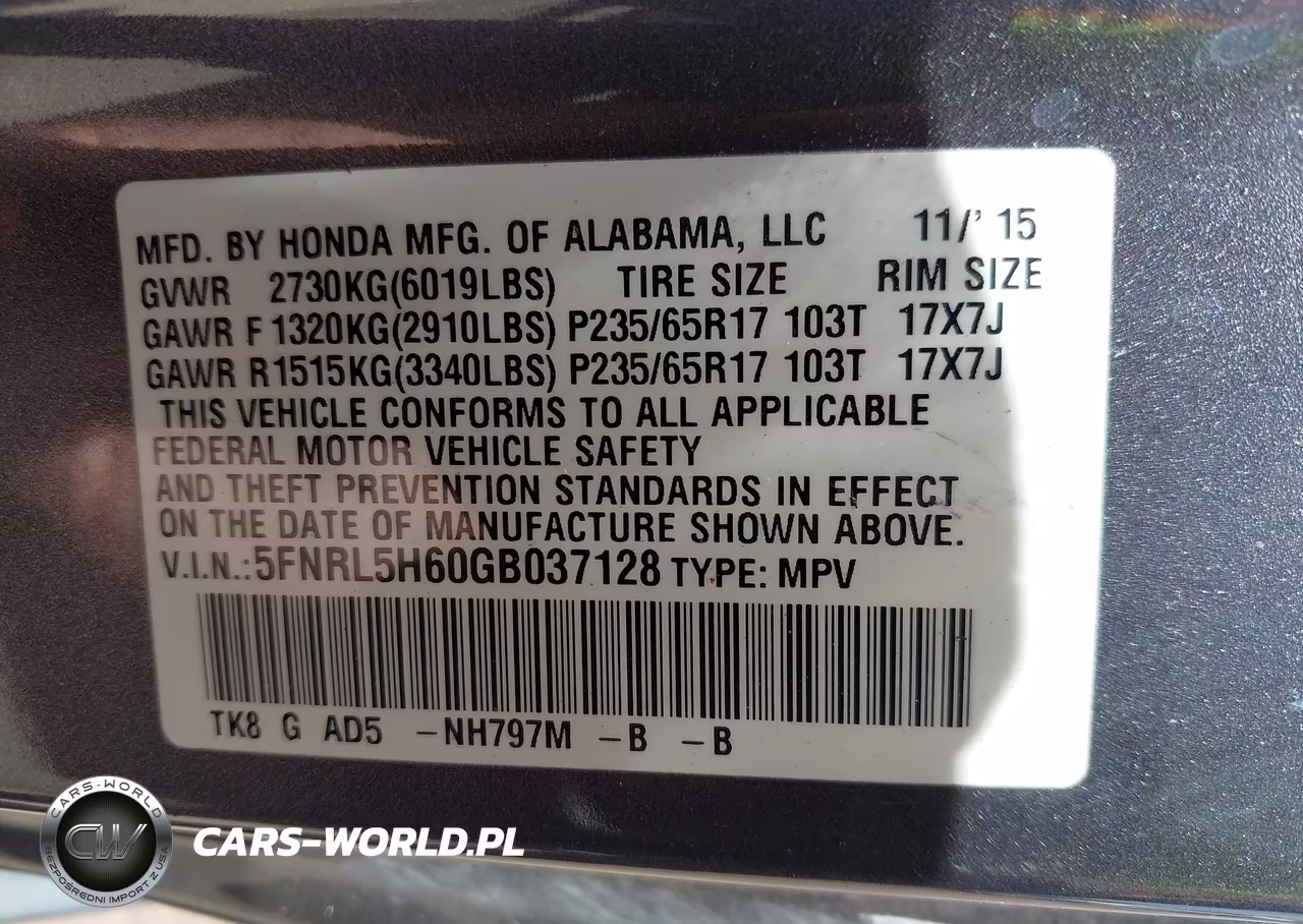 2016 Honda Odyssey Ex-L VIN:5FNRL5H60GB037128 - 9