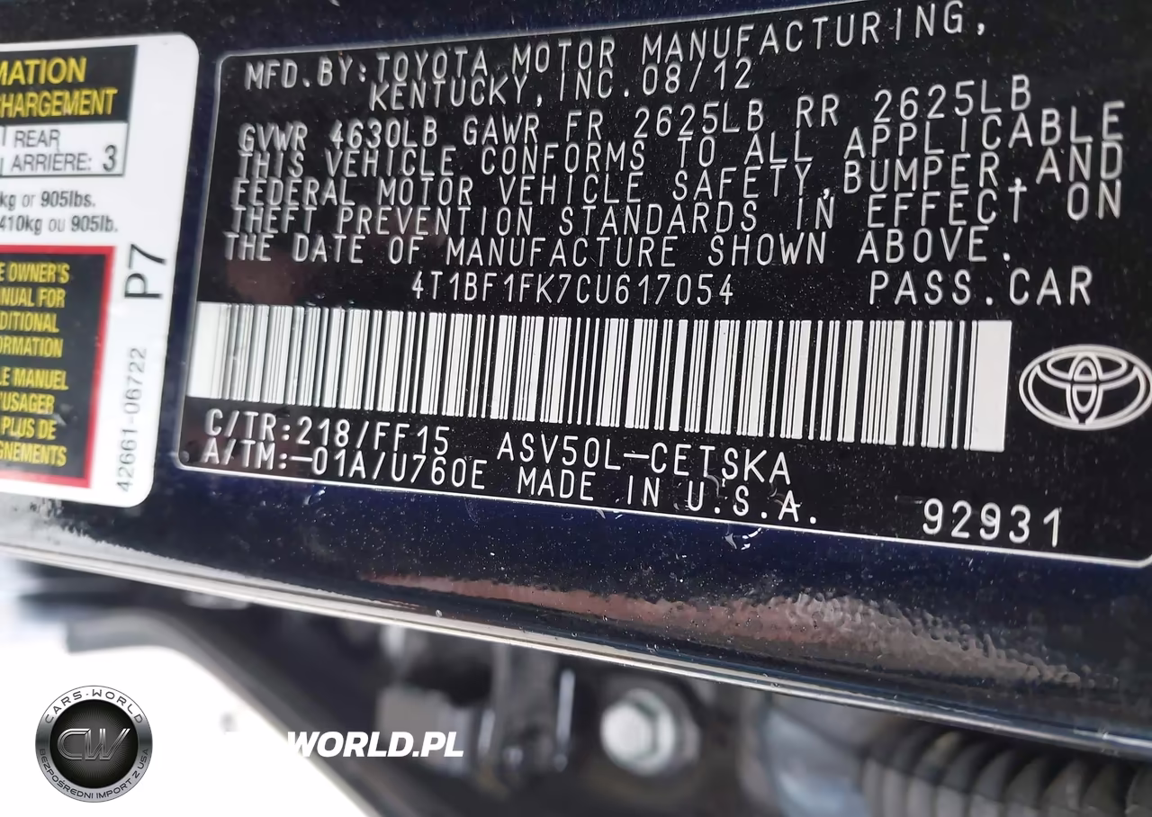 2012 Toyota Camry Se VIN:4T1BF1FK7CU617054 - 9