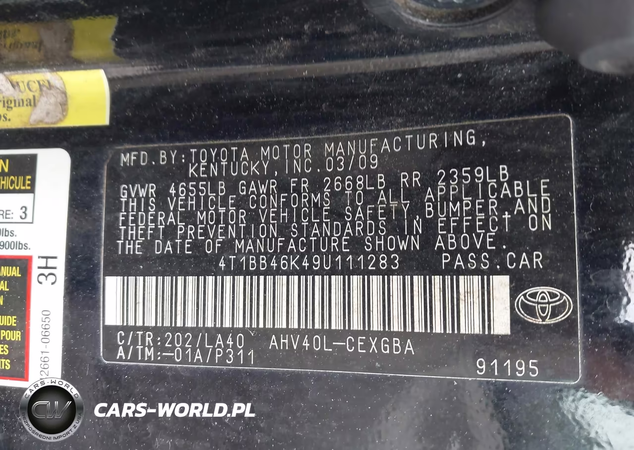 2009 Toyota Camry Hybrid VIN:4T1BB46K49U111283 - 9