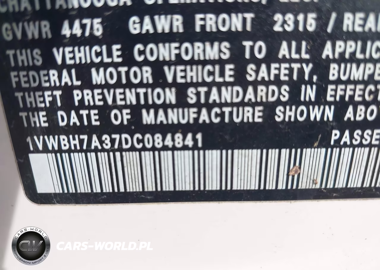 2013 Volkswagen Passat 2.5L Se VIN:1VWBH7A37DC084841 - 9