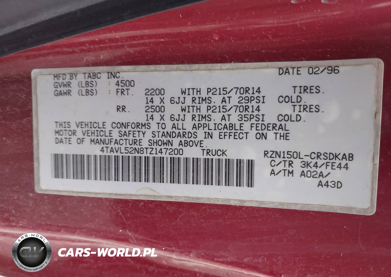 1996 Toyota Tacoma Xtracab VIN:4TAVL52N8TZ147200 - 9