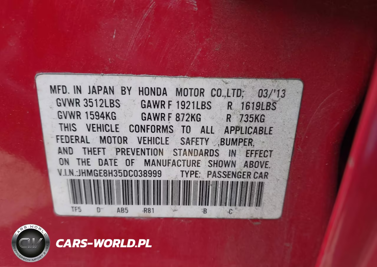 2013 Honda Fit VIN:JHMGE8H35DC038999 - 9