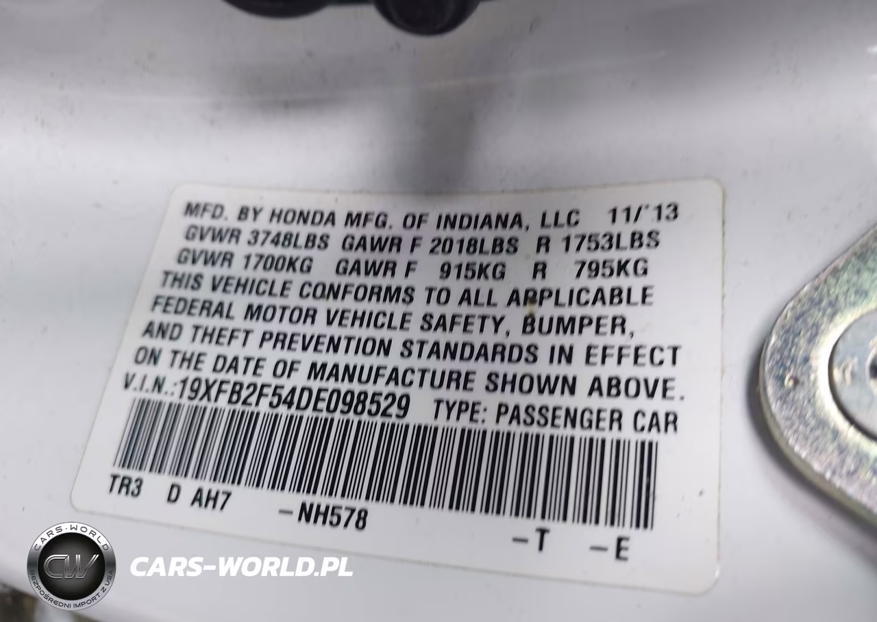 2013 Honda Civic Lx VIN:19XFB2F54DE098529 - 9