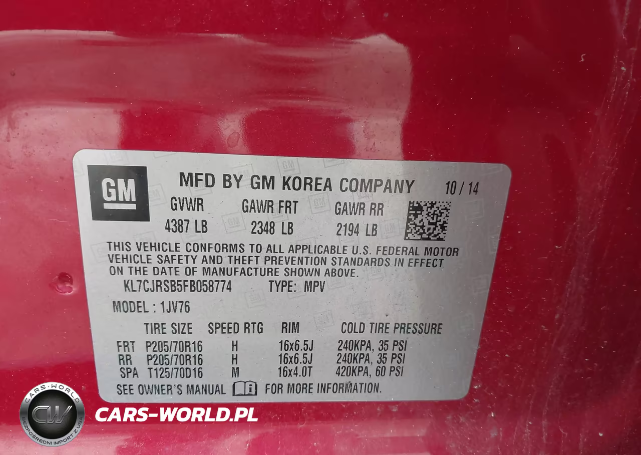 2015 Chevrolet Trax Lt VIN:KL7CJRSB5FB058774 - 9